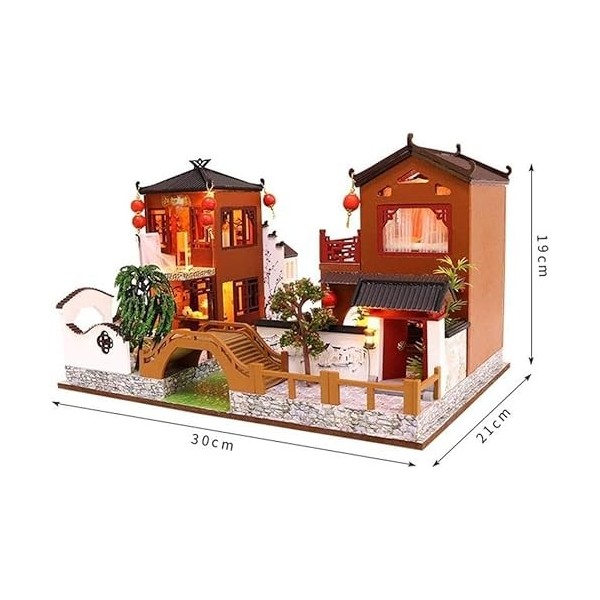 LEONYS Kit de Maison de poupée, Meubles de Bricolage, Maison de poupée Miniature en Bois, Cadeau de Chambre créatif avec Couv