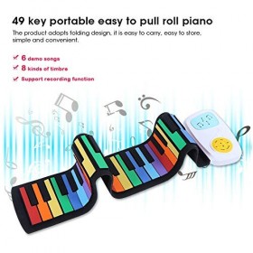 Piano Électrique Enroulable, Clavier de Piano Roulé à la Main Portable 49 Touches, Piano Électrique USB Flexible pour Casque,