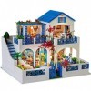 NXYDQ Maison de poupée en Bois Miniatures Bricolage Maison Kit avec Couvercle et LED Light-Bonheur du Monde