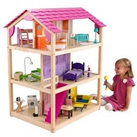 KidKraft Maison de Poupée So Chic en Bois Incluant Accessoires et Mobilier, Maison à 3 étages avec Jeu à 360 degrés pour Poup