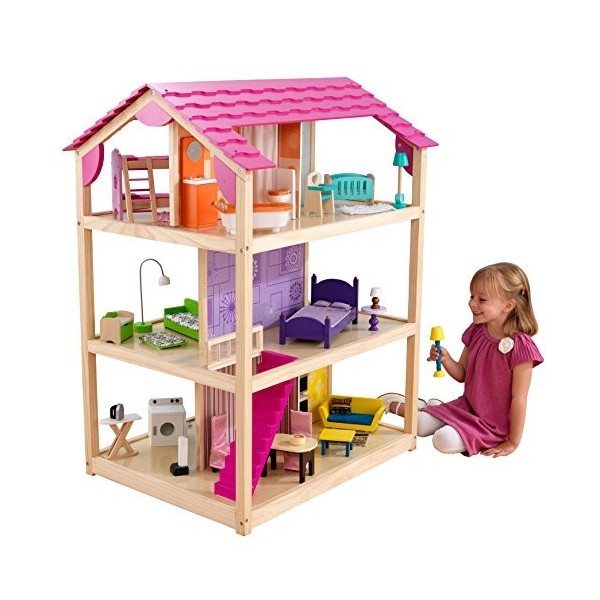 KidKraft Maison de Poupée So Chic en Bois Incluant Accessoires et Mobilier, Maison à 3 étages avec Jeu à 360 degrés pour Poup