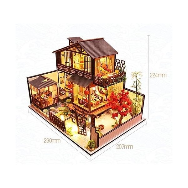 LEONYS Ensemble de mini maison en bois bricolage, kit de maison de poupée miniature 3D avec meubles, meilleur cadeau for adul