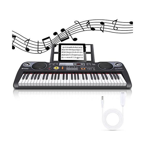 Innedu Piano Numérique 61 Touches, Clavier Piano avec Modes de Cours, Enregistrement & Programmation, Pupitre, Alimentation S