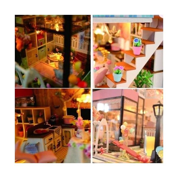 LEONYS Maisons de poupée Maison de poupée Kit de maison de poupée miniature Kit de meubles miniatures en bois for maison de p
