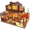 LEONYS Maisons de poupées Maison de poupées Miniature avec meubles Kit de maison de poupée bricolage Mini modèle de villa mod