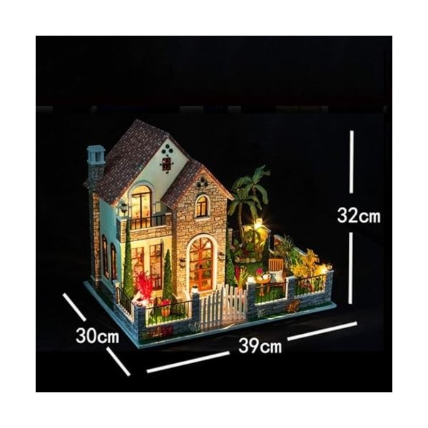 LEONYS Château Puzzle Fait à la Main, Maison de poupée Miniature, Kit de Bricolage, série dappartements légers, Accessoires 