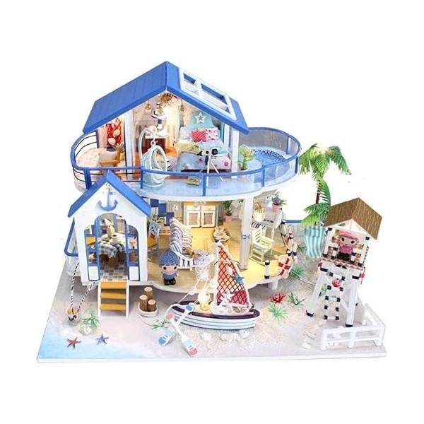 LEONYS Villa modèle Chaud, Maison de poupée Miniature, Kit de Maison à Monter soi-même, Salle créative avec Meubles for Cadea