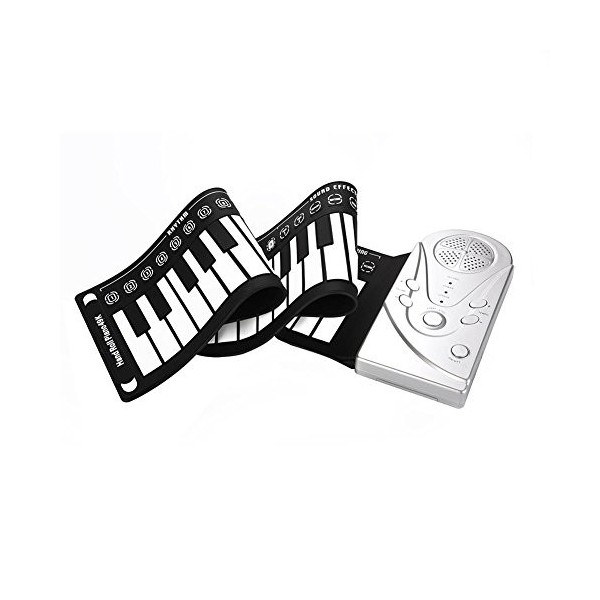 Piano Pliable, 49 Touches Clavier électronique Piano Portable Cadeau pour Enfants débutants Silver 