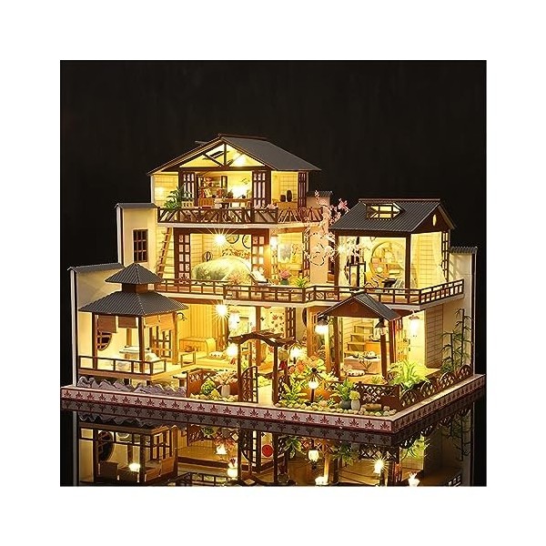 FLYUFO Assembler des modèles de bâtiments pour: DIY Architecture Japonaise Assemblage en Bois Mini Meubles Big CASA Maison De