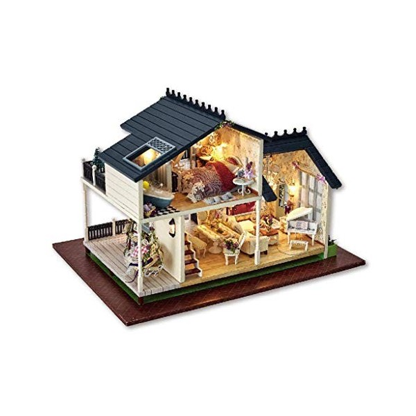 NXYDQ Poupée Miniature Maison, Puzzles 3D Miniature Dollhouse DIY Kit Light Series Maisons de poupées Accessoires avec LED Fu