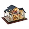 NXYDQ Poupée Miniature Maison, Puzzles 3D Miniature Dollhouse DIY Kit Light Series Maisons de poupées Accessoires avec LED Fu