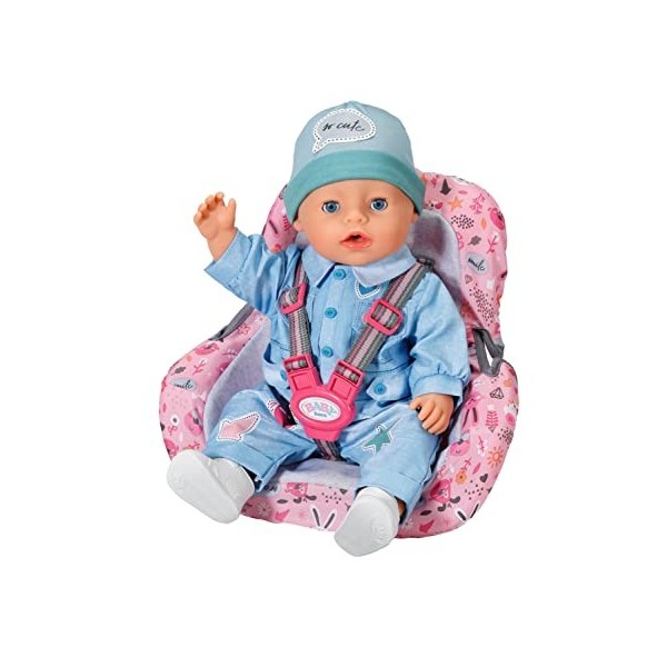 BABY Born 832431-Accessoires pour Les Poupées 36 cm Contient 1 Siège Auto avec 1 Revêtement en Tissu & 1 Ceinture de Sécurité