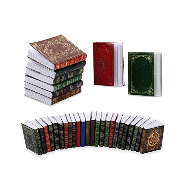 cobee Lot de 24 Mini Livres Miniatures pour Maison de poupée, Accessoires 1:12 pour Maison de poupée, Accessoires de décorati