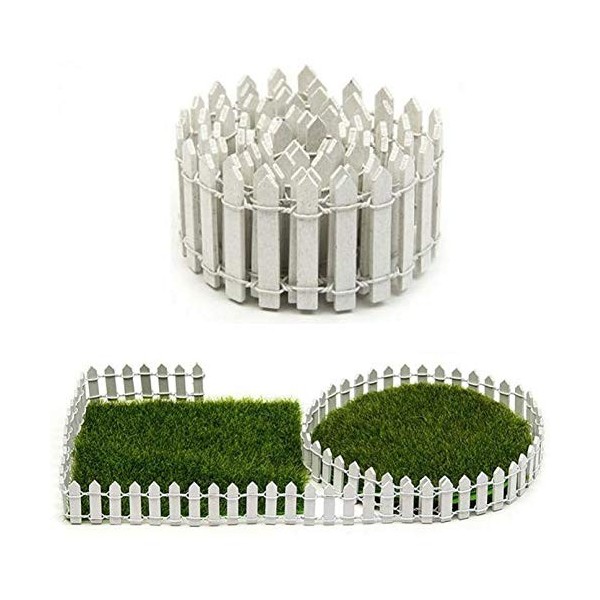 PiniceCore Jardin Fée Miniature Kit Bois Clôture Terrarium Maison de poupée de Bricolage Accessoires Décor Blanc 90X5cm