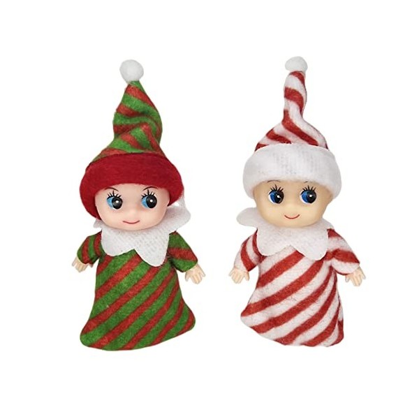 Lot de 2 mini elfes de Noël - Accessoires pour bébé - Tradition de Noël - Poupée de Noël pour filles - Cadeaux de Noël - Nouv