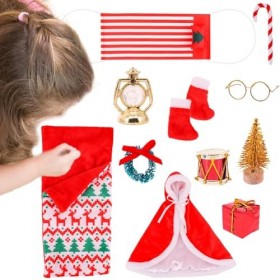 Leryveo Accessoires de poupée Elfe de Noël | Sac de Couchage pour poupée de Noël | Sac de Couchage pour poupée de Noël, Acces