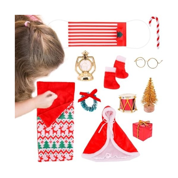 Leryveo Accessoires de poupée Elfe de Noël | Sac de Couchage pour poupée de Noël | Sac de Couchage pour poupée de Noël, Acces