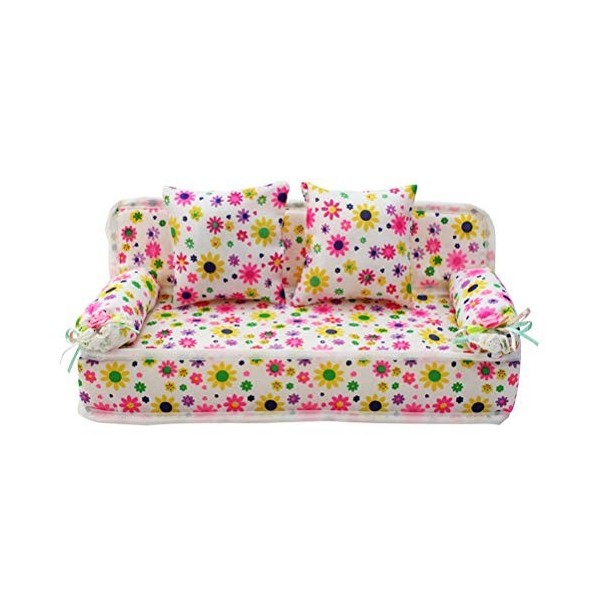 BSTCAR Maison de poupée, mini canapé avec 2 coussins pour maison de poupée, accessoires de poupée, jouet pour filles, cadeau 