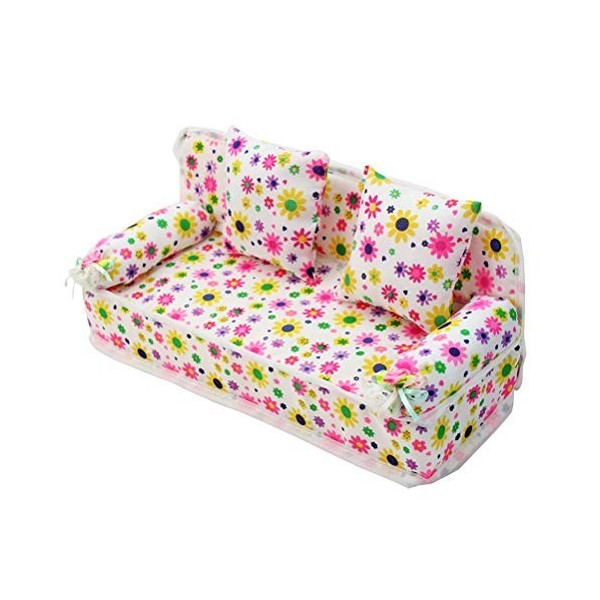 BSTCAR Maison de poupée, mini canapé avec 2 coussins pour maison de poupée, accessoires de poupée, jouet pour filles, cadeau 