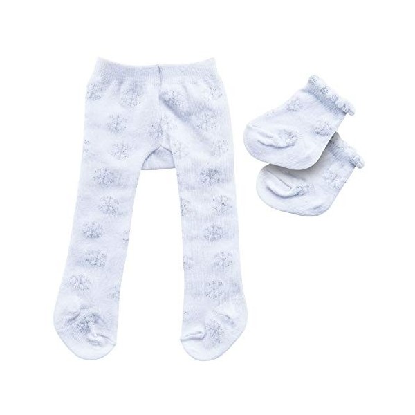 Heless- Collants avec Chaussettes pour poupée, Cristaux de Glace, Taille 28-35 cm, 10128321, Blanc