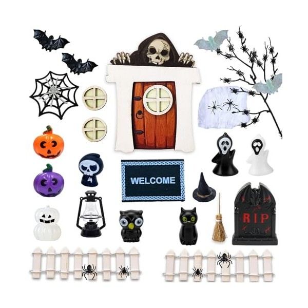 Gugatad 28 pcs Ornement Miniature Halloween,Accessoires pour Maison Miniature,Décoration de Jardin Miniature,Décoration de Ma