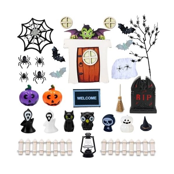 Gugatad 28 pcs Ornement Miniature Halloween,Accessoires pour Maison Miniature,Décoration de Jardin Miniature,Décoration de Ma