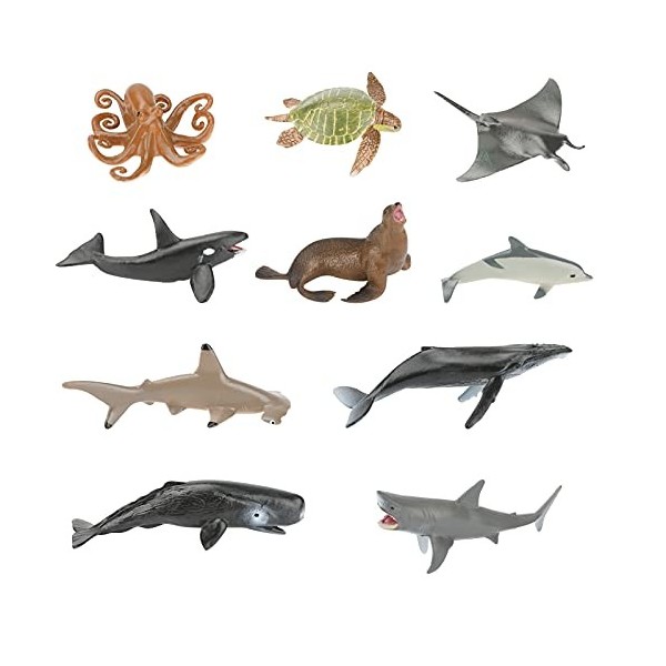 CestMall Figurines danimaux Marins, 10 PCS en Plastique Mini Jouets pour Animaux De Locéan Ensemble De Figurines Réalistes 