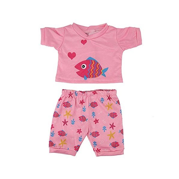 Aeromdale Pyjama de poupée, T-shirt, short, vêtements de nuit dété, motif Aniaml pour poupée américaine de 43 cm, accessoire