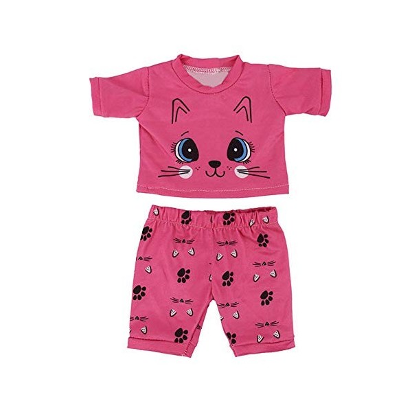 Aeromdale Pyjama de poupée, T-shirt, short, vêtements de nuit dété, motif Aniaml pour poupée américaine de 43 cm, accessoire