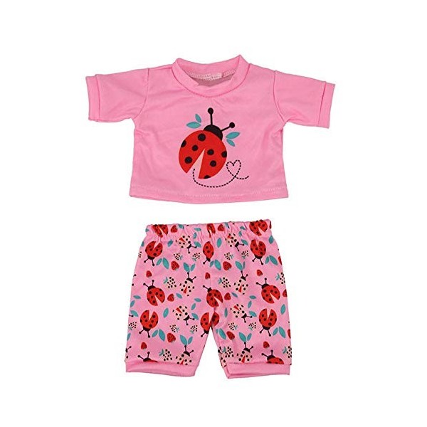 Aeromdale Pyjama de poupée, T-shirt, short, vêtements de nuit dété, motif Aniaml pour poupée américaine de 43 cm, accessoire