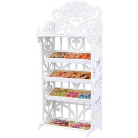 XinYiC Mini meuble à chaussures en plastique pour poupée, meuble de rangement pour accessoires de maison