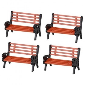 cobee Banc de maison de poupée miniature, banc de maison de poupée en plastique, mini bancs de parc, banc de parc pour maison