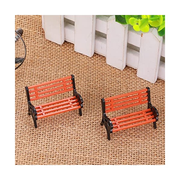 cobee Banc de maison de poupée miniature, banc de maison de poupée en plastique, mini bancs de parc, banc de parc pour maison