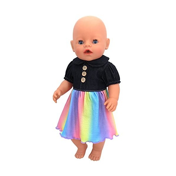 ZWOOS Vêtements de poupée 35-43 cm, Adorable Tenue Arc-en-Ciel Compatible avec Baby Born, Baby Annabell, Nenuco et Plus Jupe