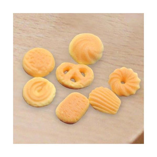 Harilla 7 pièces Biscuits Mini Dessert, Mini biscuit danois, Biscuits miniatures pour accessoires de maison de poupée ornemen
