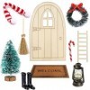 Kit daccessoires pour porte de lutin - Kit de porte de lutin de Noël - Accessoires de maison de poupée - Écharpe en bois - L