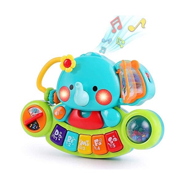 Jouets musicaux pour bébé éléphant - Clavier de Piano avec lumières et Son - Centre dactivité Musicale éducatif - Cadeaux d