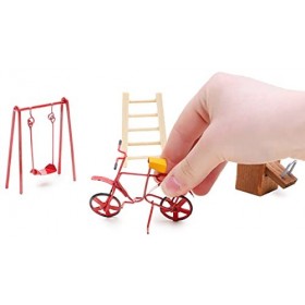 Toyland® Ensemble daccessoires pour maison de poupée/fée/poupée - 4 pièces - Vélo, balançoire, scie et échelles