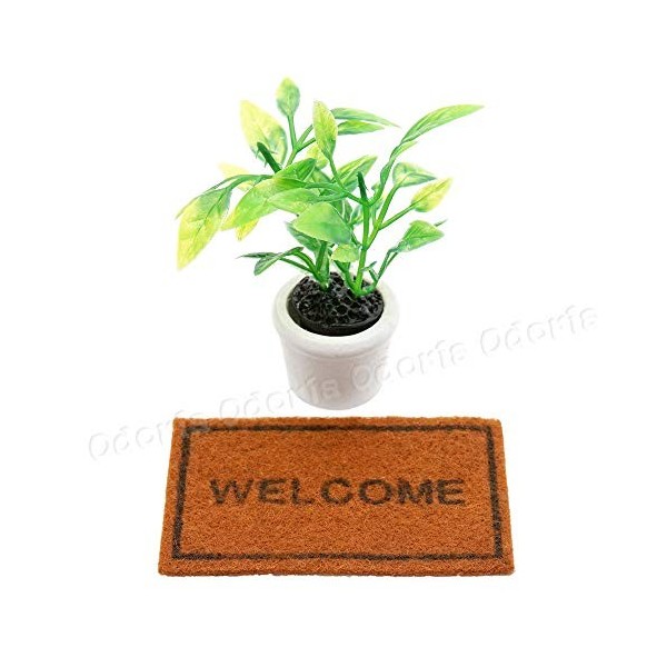 Odoria Miniature 1/12 Tapis et Plante Accessoire Maison de Poupée