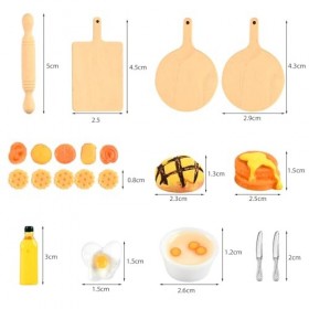 1/12 Accessoires de Maison de Poupée, Accessoires de Cuisine de Noël Miniature, Ensemble de Cuisson Miniature, Ensemble de No