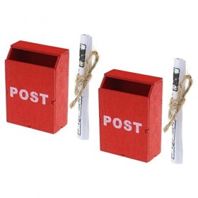 OTOTEC 2pcs Boîte aux Lettres en Bois pour Maison de Poupée Miniature Journal 1:12 Échelle Mini Boîte aux Lettres Jouet Ornem