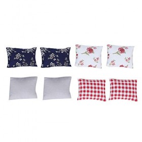 Accessoires pour Maison de Poupée 1:12, Coussin Miniature 8 Pièces, Oreiller Décoratif, Meubles de Salon, Mini Meubles pour M