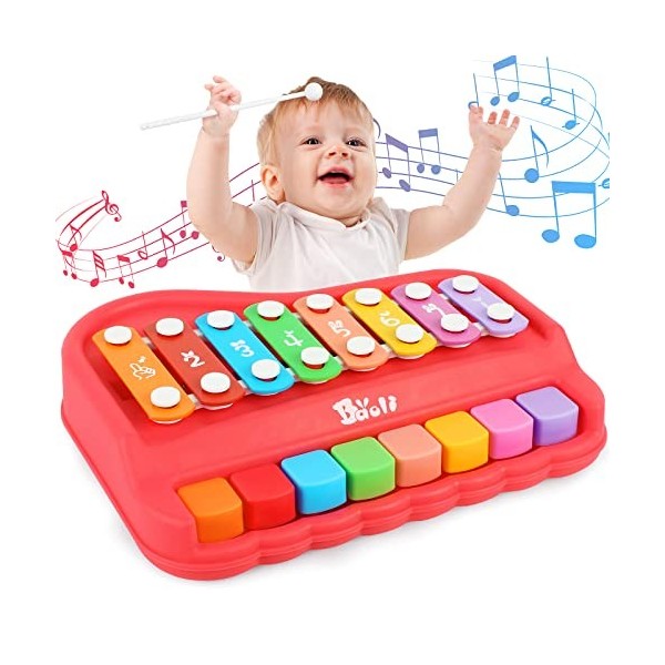 Baoli Xylophone pour Enfant,Musique Instruments Jouets Multifonctions pour Filles Garçons,Jouet Enfant Clavier Piano Bebe 8 é