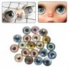 Cuigu 20Pcs/ Set Yeux de Verre pour Artisanat de Poupée Bricolage Jouet de Dessin Animé Globes Oculaires Oeil Fait Main Fabri