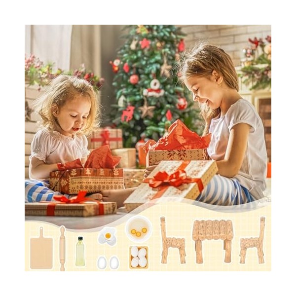 UQTUKO Accessoires de Cuisine de Noël Miniature, 15 pièces Miniatures Accessoires 1:12 Miniature Maison de poupée Kit de Noël