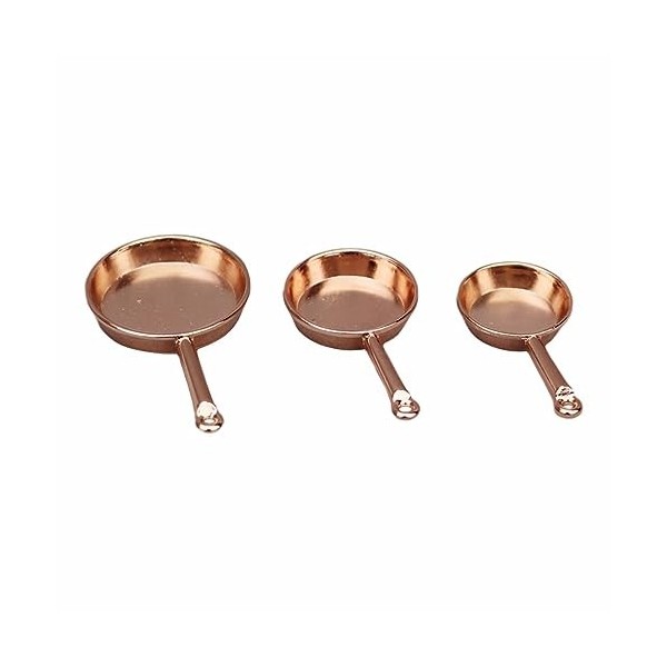 MagiDeal 3 Pièces Batterie de Cuisine pour Maison de Poupée Ensemble de Casseroles En Métal Miniatures Fournitures de Fête Ac