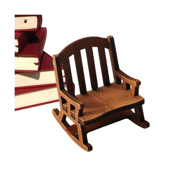 Frifer Chaise de poupée - Chaise de Maison de poupée en Bois - Chaises en Bois échelle 1:12, Mini chaises à Bascule en Bois p