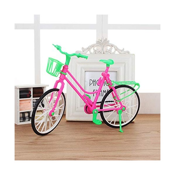 Poupée vélo Filles Miniature vélo en Plastique Simulation VTT Jouet Enfants Jouer Maison Cadeaux décors pour poupée Accessoir