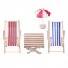 Cobee Lot de 4 chaises de plage miniatures pour maison de poupée miniature 1:12 - Accessoires dextérieur - Mini chaises jume