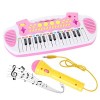 Piano Toys Clavier pour filles de 1 an et plus, cadeau danniversaire, instrument de musique avec microphone, 31 touches, ros